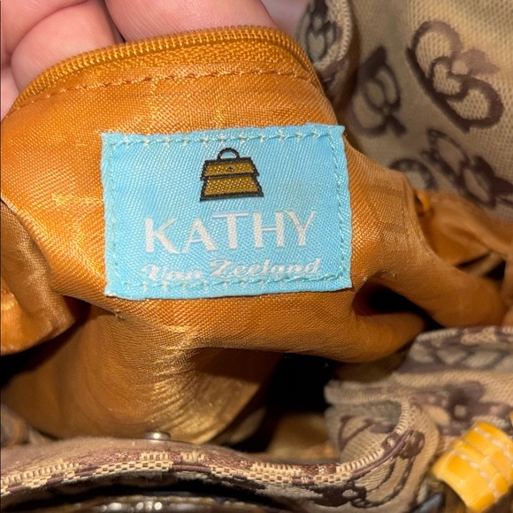 Yellow and Brown kathy Van Zeeland Tote Bag y2k brand new vintage - Picture 2 of 7